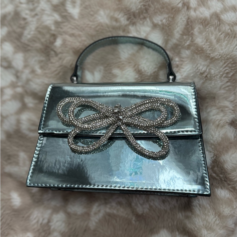 Aldo Silver Mini Bag with Rhinestone Accent